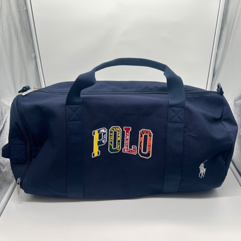 Polo Ralph Lauren Fragrances Navy Blue Canvas Duffel Bag Travel Gym Weekend Bag